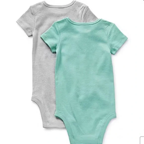 Okie Dokie Gray and Green Bodysuits Soft Cotton One Pieces - Picture 2 of 2